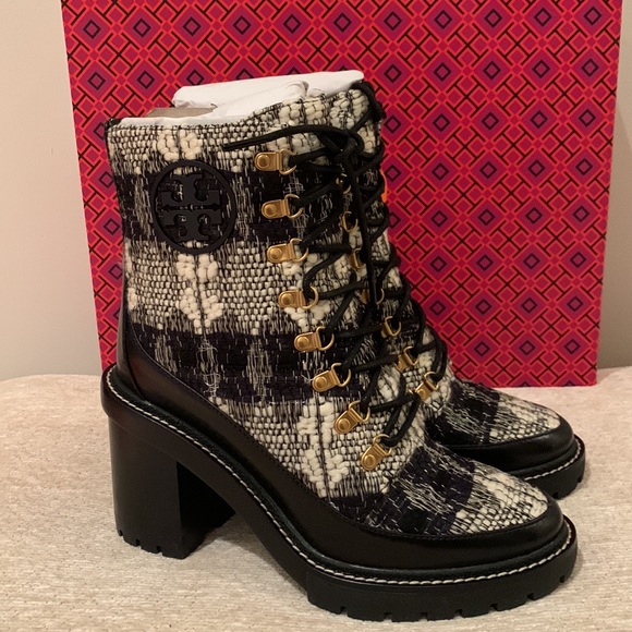 Tory Burch Shoes - TORY BURCH MILLER WOOL AND CALF LEATHER LUG SOLE BOOTS SIZE 8